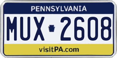 PA license plate MUX2608