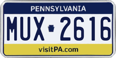 PA license plate MUX2616