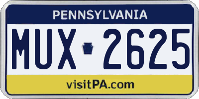 PA license plate MUX2625