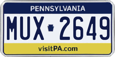 PA license plate MUX2649