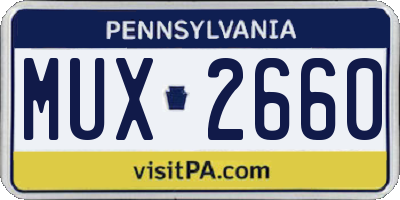 PA license plate MUX2660