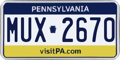 PA license plate MUX2670