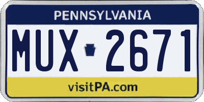 PA license plate MUX2671
