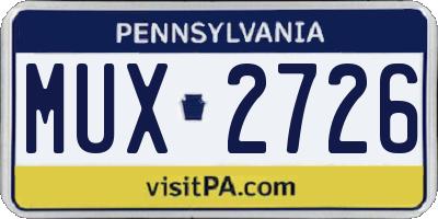 PA license plate MUX2726