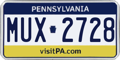 PA license plate MUX2728