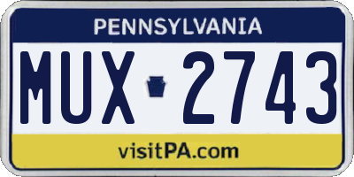 PA license plate MUX2743