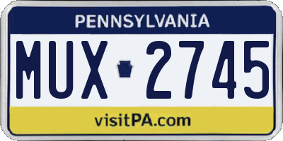 PA license plate MUX2745
