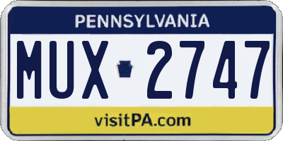PA license plate MUX2747