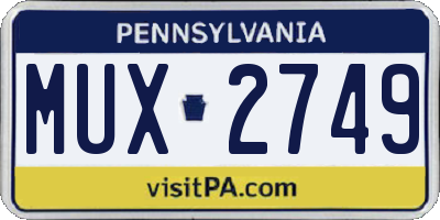 PA license plate MUX2749