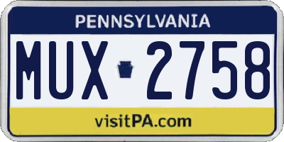 PA license plate MUX2758