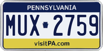 PA license plate MUX2759