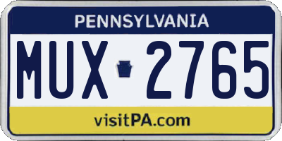 PA license plate MUX2765