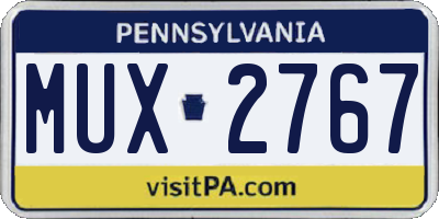 PA license plate MUX2767