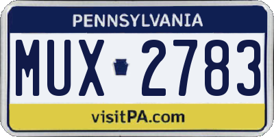 PA license plate MUX2783