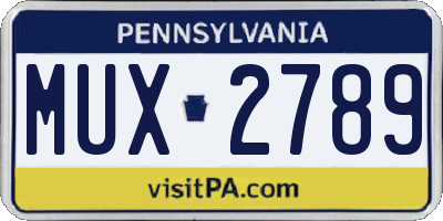 PA license plate MUX2789
