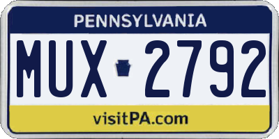 PA license plate MUX2792