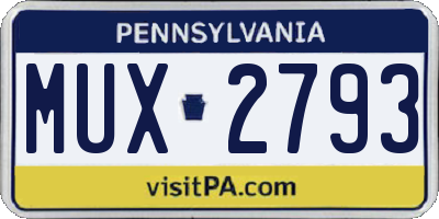 PA license plate MUX2793