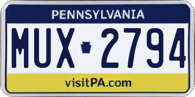 PA license plate MUX2794