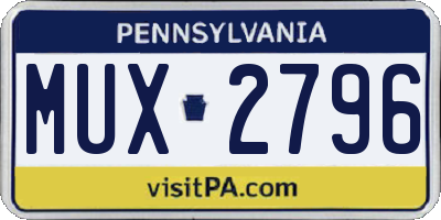 PA license plate MUX2796