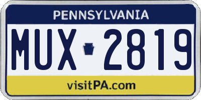 PA license plate MUX2819
