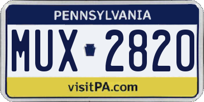 PA license plate MUX2820