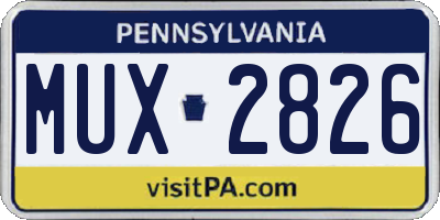 PA license plate MUX2826