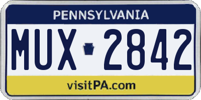 PA license plate MUX2842