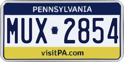 PA license plate MUX2854