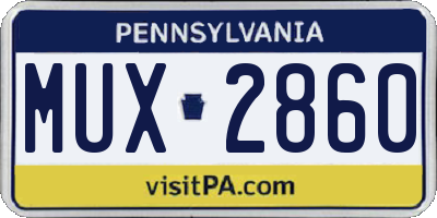 PA license plate MUX2860