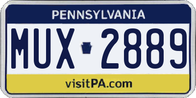PA license plate MUX2889