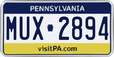 PA license plate MUX2894