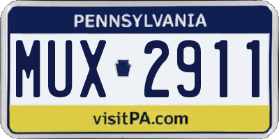 PA license plate MUX2911