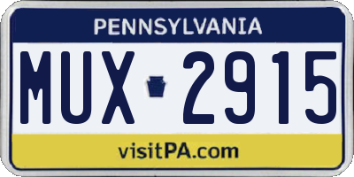 PA license plate MUX2915