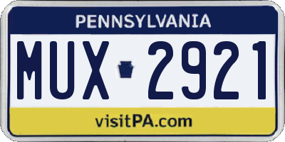 PA license plate MUX2921