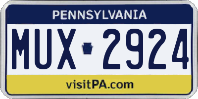 PA license plate MUX2924