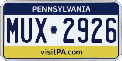 PA license plate MUX2926