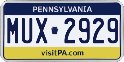 PA license plate MUX2929