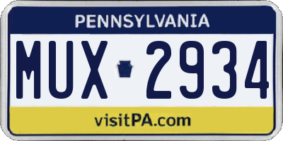 PA license plate MUX2934