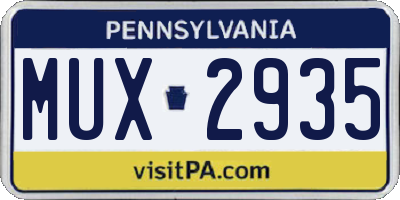PA license plate MUX2935