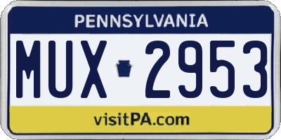 PA license plate MUX2953