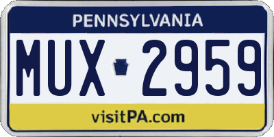 PA license plate MUX2959