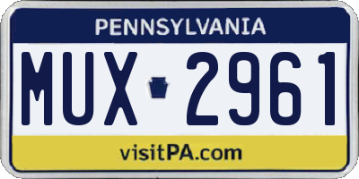 PA license plate MUX2961