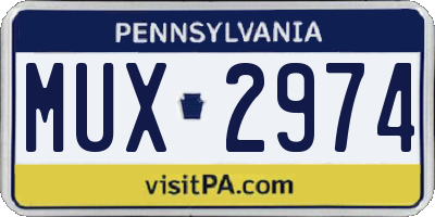 PA license plate MUX2974