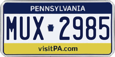 PA license plate MUX2985