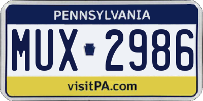 PA license plate MUX2986