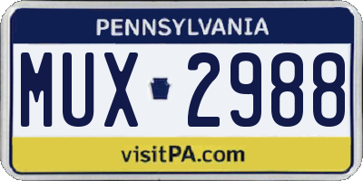 PA license plate MUX2988