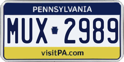 PA license plate MUX2989
