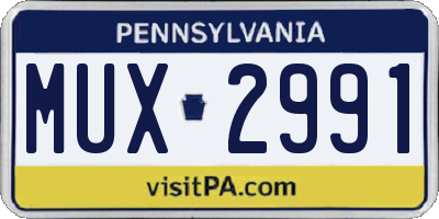 PA license plate MUX2991