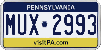 PA license plate MUX2993