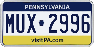 PA license plate MUX2996